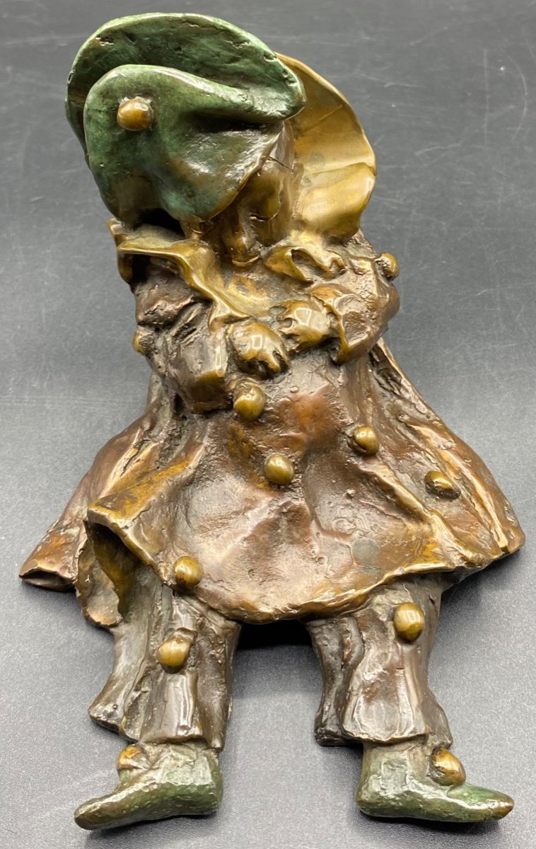 Sujet Petit Polichinelle Endormi En Bronze à Cire Perdu Numéroté Par Yvette Lamoureux Daté 1992