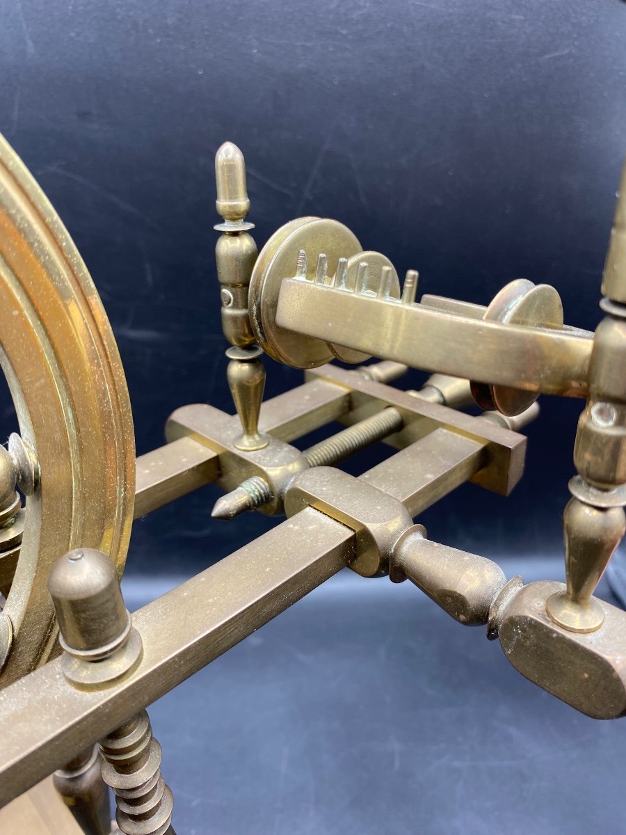 A Reproduced Spinning Wheel In Bronze On A Smaller Scale, With Mechanism From The 1950s French…-photo-1