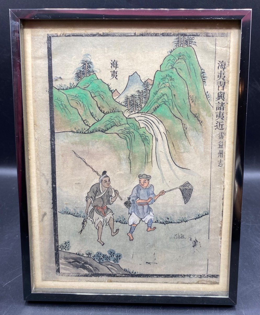 Chinese Ink And Watercolor Drawing On Rice Paper 19th Century Signed Chinese