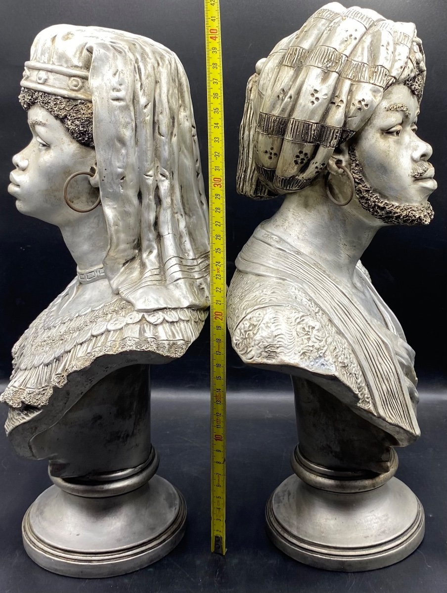 A Pair Of 1920s Silver Plated Terracotta Busts By -photo-5