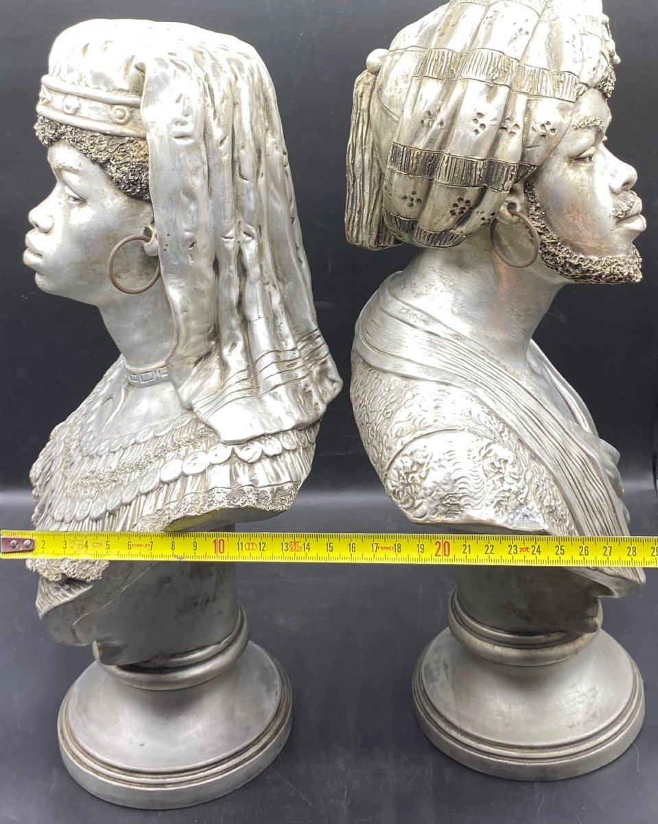 A Pair Of 1920s Silver Plated Terracotta Busts By -photo-6