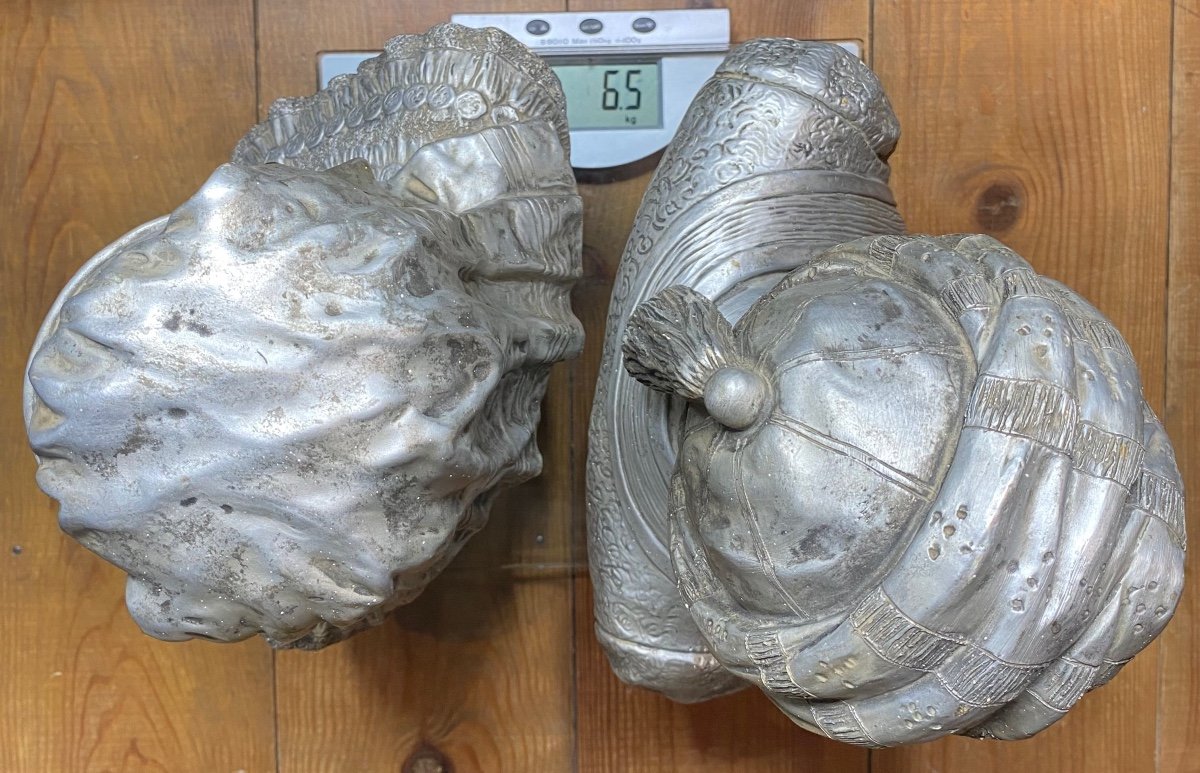 A Pair Of 1920s Silver Plated Terracotta Busts By -photo-8