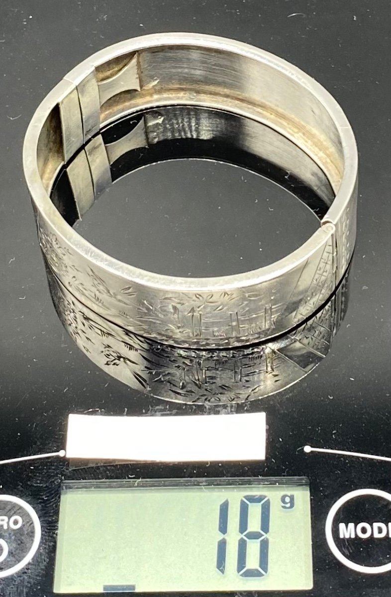 French Sterling Silver Opening Bangle Bracelet 1900-photo-7