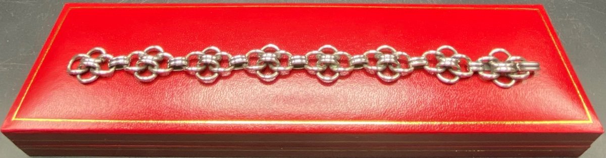 Bracelet Gourmette En Argent Massif Des Années 1930, Européen