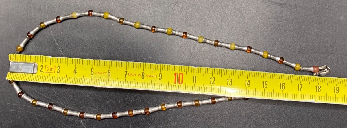 1960s/70s European Silver And Amber Bead Necklace-photo-2