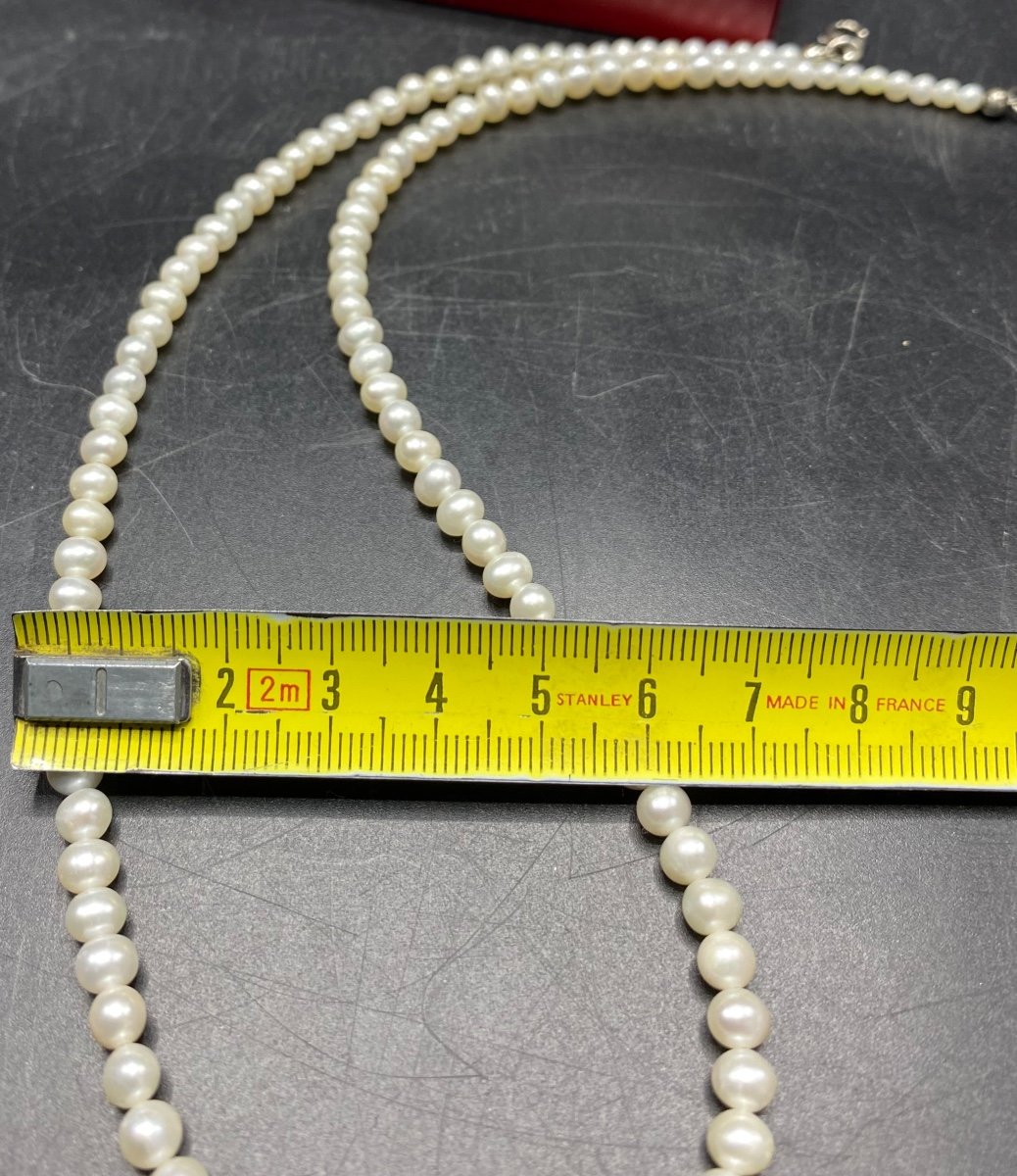 Collier De Perles De Culture Et Argent Massif Des Années 1980 Étranger -photo-1