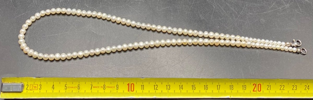 Foreign 1980s Cultured Pearl And Sterling Silver Necklace -photo-2