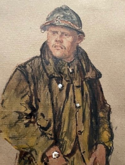 Dessin Au Crayon Aquarelle Et Rehauses De Gouache Par Julien Le Blant Daté Mars 1916-photo-1