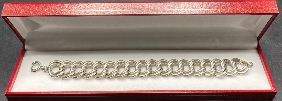 1930s French Sterling Silver Curb Chain Bracelet