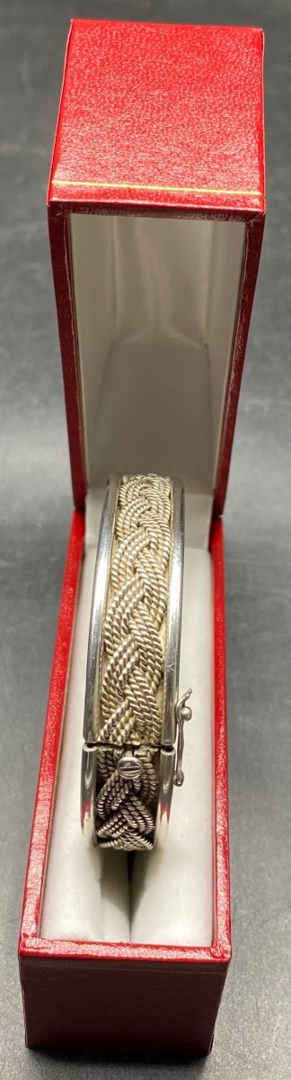 French Sterling Silver Open Bangle Bracelet From The 1960s/70s