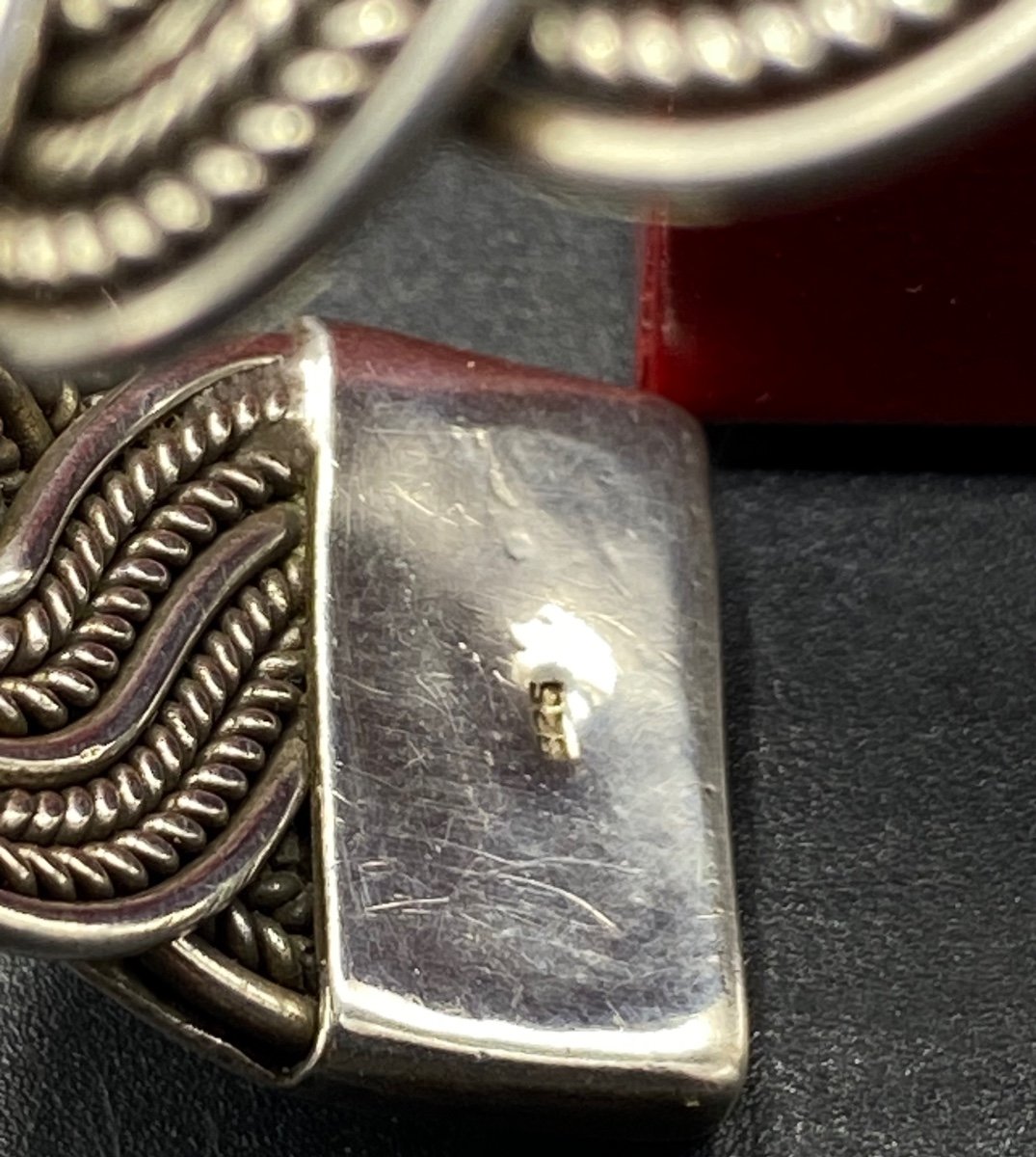 3/4 Bangle Bracelet In Solid Silver From India From The 1960s/70s-photo-1