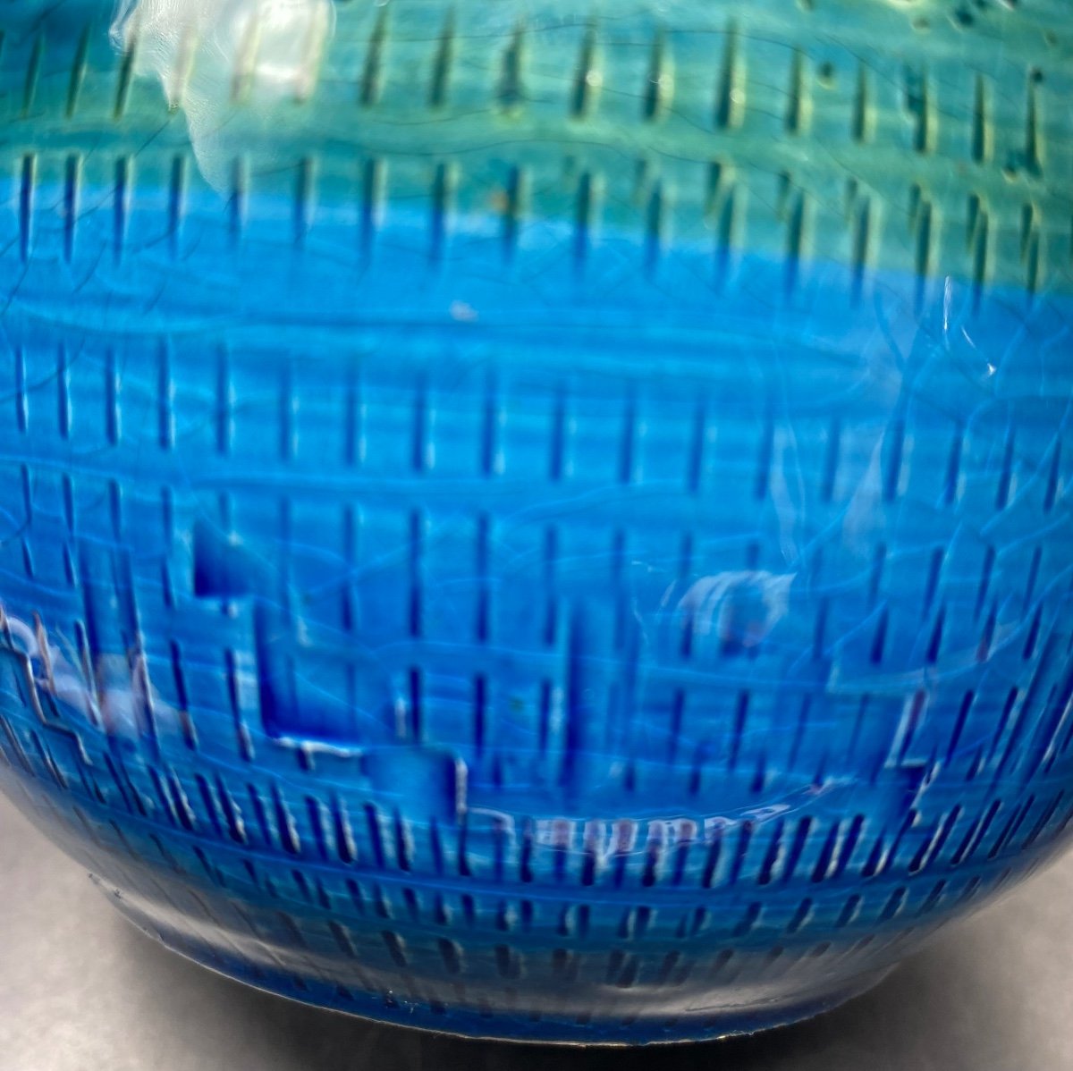 Small Glazed Ceramic Ball Vase By Aldo Londi Circa 1960-photo-2