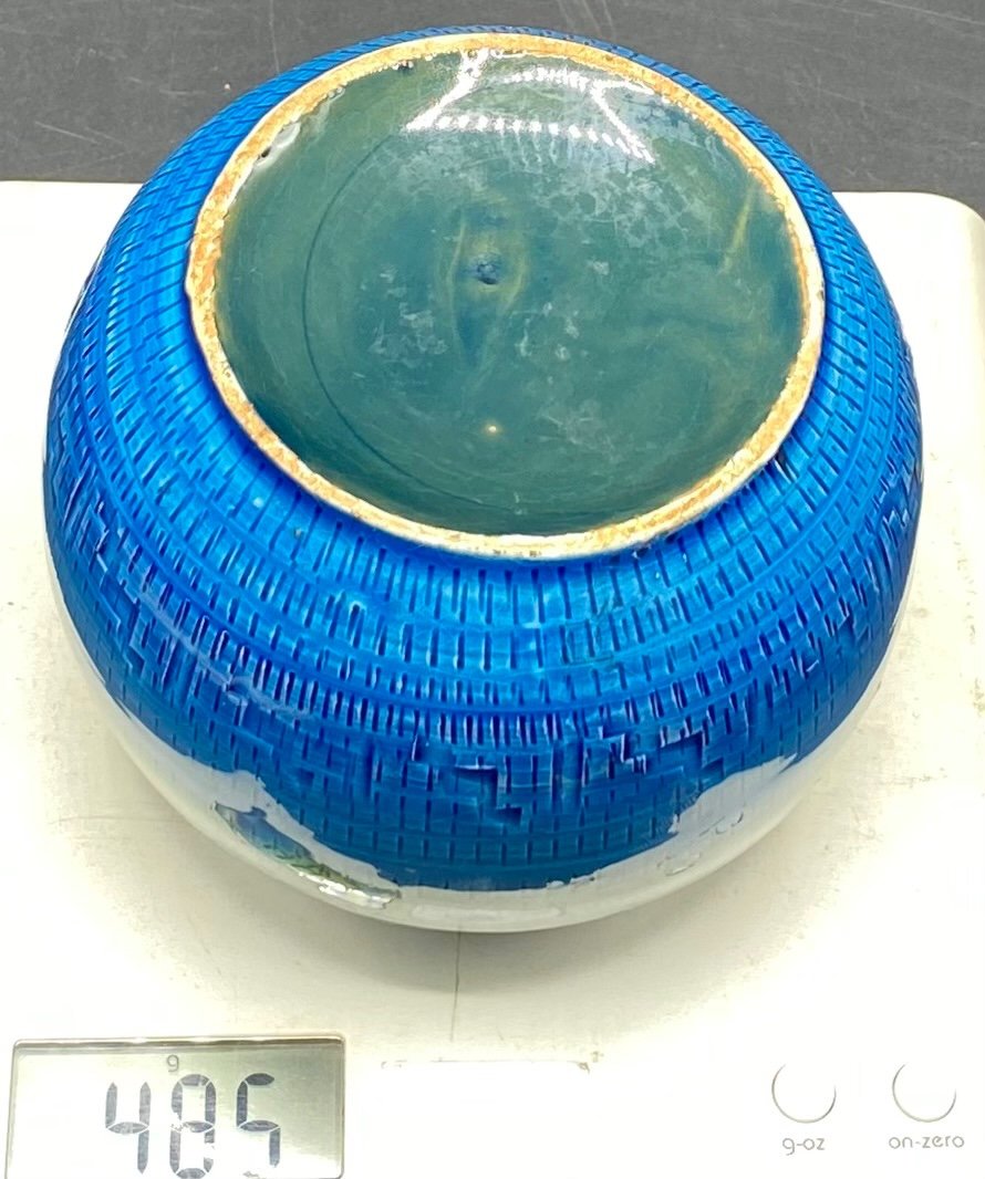 Small Glazed Ceramic Ball Vase By Aldo Londi Circa 1960-photo-7