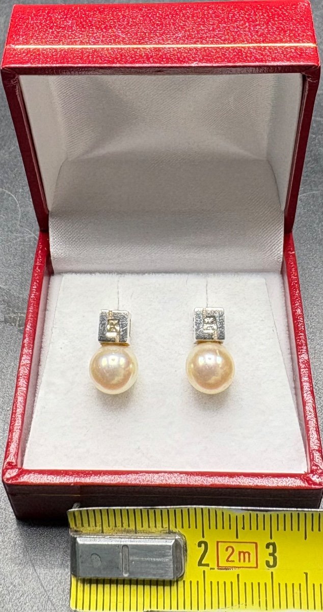 Pair Of Sterling Silver Oxide And French Cultured Pearl Earrings From The 1980s-photo-4