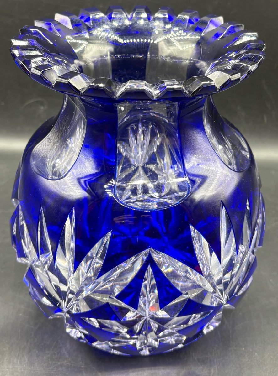 Vase En Cristal En Overlay Soufflé Taillé Bohème Vers 1900-photo-4