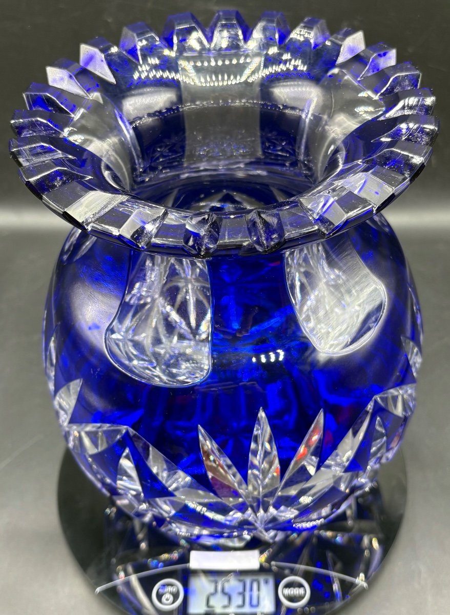 Vase En Cristal En Overlay Soufflé Taillé Bohème Vers 1900-photo-8