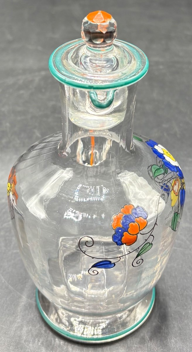 1920s Sèvres Enameled Blown Crystal Carafe-photo-4