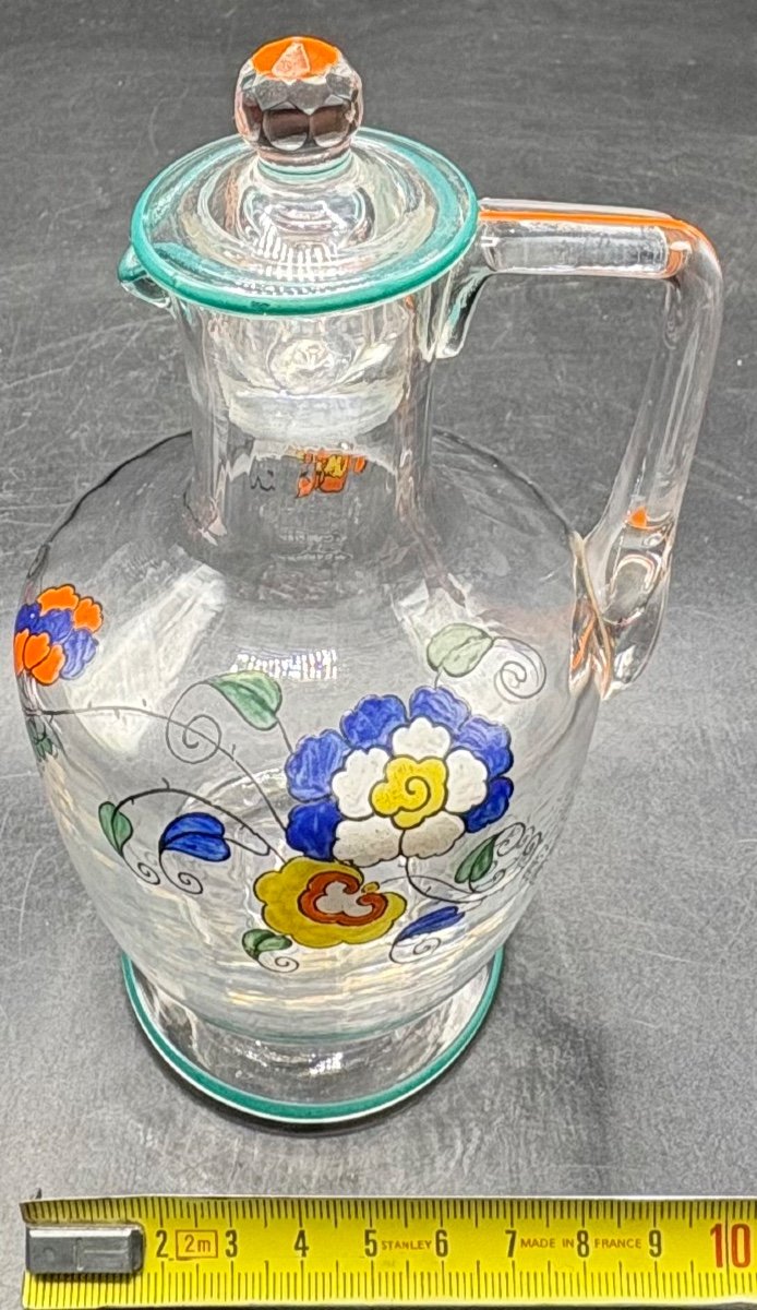 1920s Sèvres Enameled Blown Crystal Carafe-photo-4