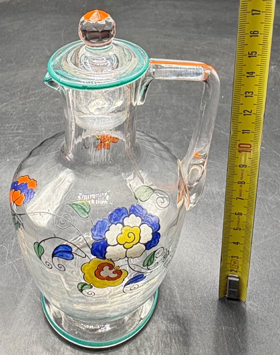 1920s Sèvres Enameled Blown Crystal Carafe-photo-5