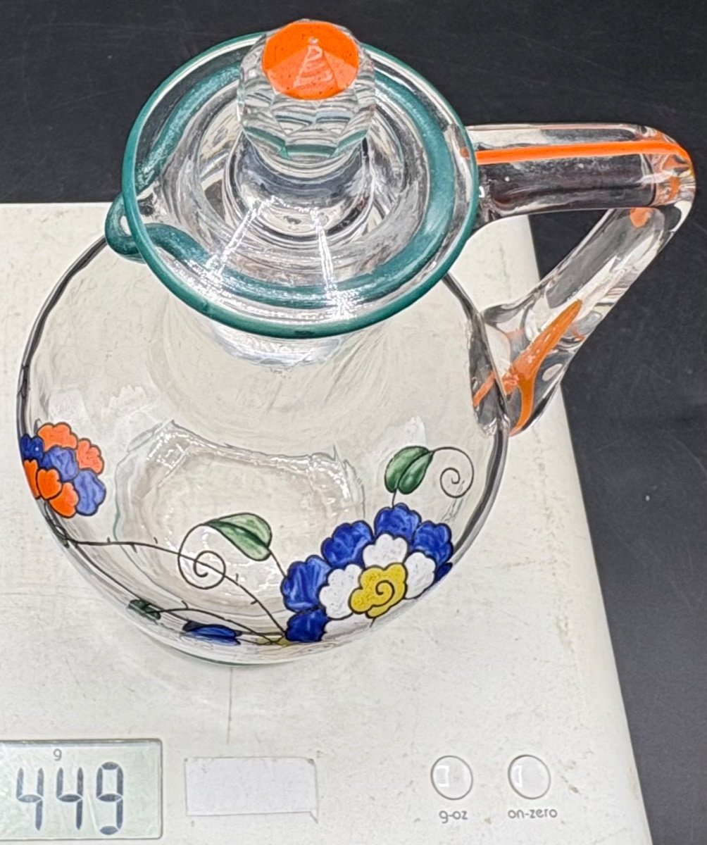 1920s Sèvres Enameled Blown Crystal Carafe-photo-6