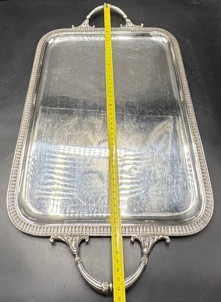 Large Solid Silver Serving Tray By Queille 1880s/90s-photo-7