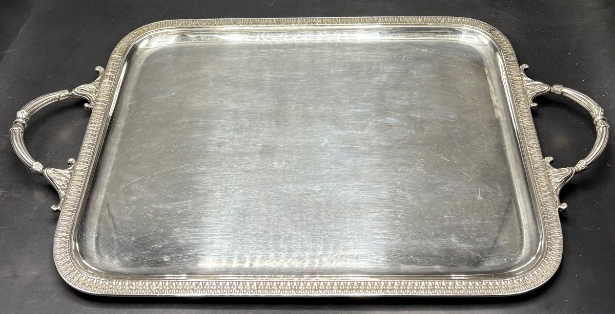 Large Solid Silver Serving Tray By Queille 1880s/90s