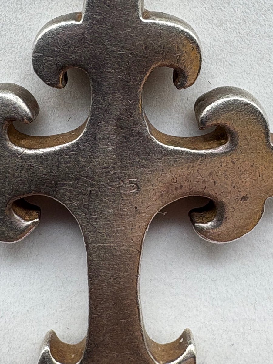 Cross And Its Chain In Solid Silver From The 1950s/60s, French-photo-2