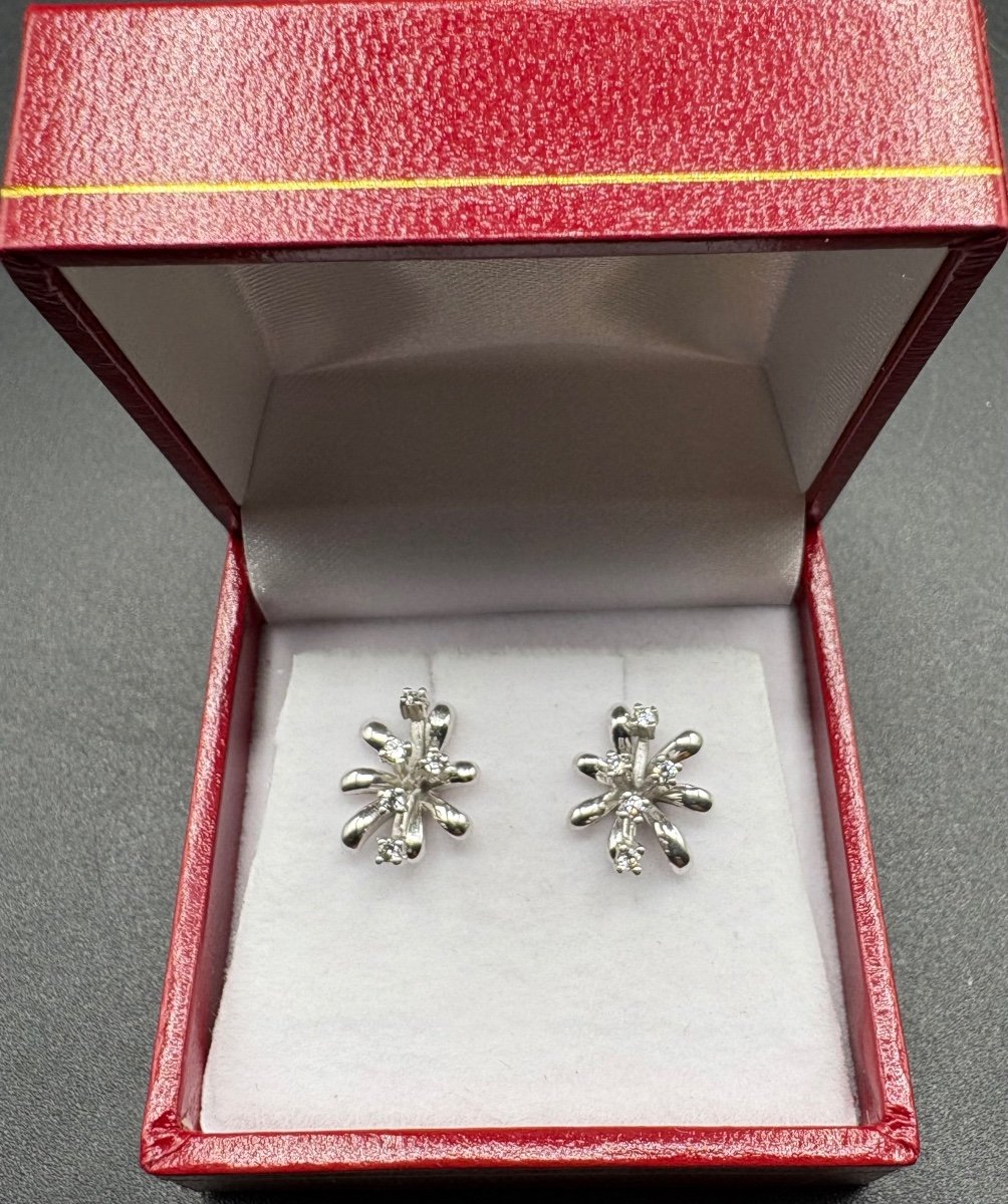 Pair Of 1980s French Oxidized Sterling Silver Stud Earrings-photo-2