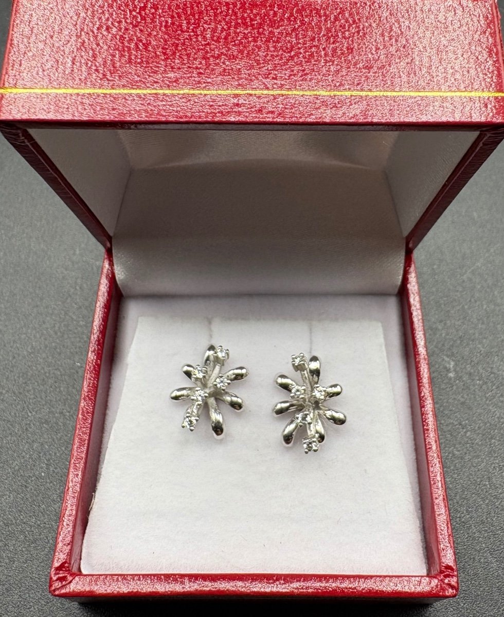 Paire De Boucles D’oreille En Argent Massif Oxydes Français Des Années 1980