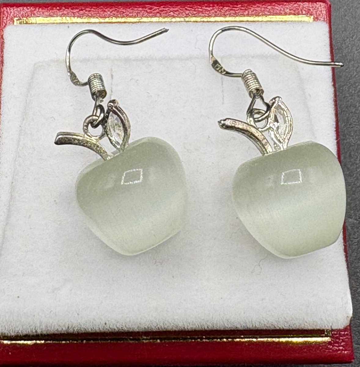 Pair Of Earrings In Solid Silver Oxide And Natural Stone, European From The 1980s-photo-2