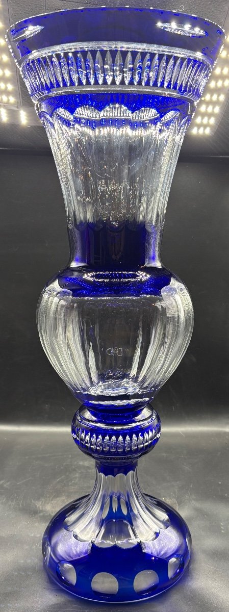 Important Blown Cut Overlay Crystal Vase From The 1960s/70s Cristallerie De Lorraine-photo-3