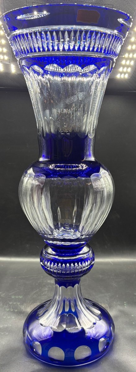 Important Blown Cut Overlay Crystal Vase From The 1960s/70s Cristallerie De Lorraine-photo-4