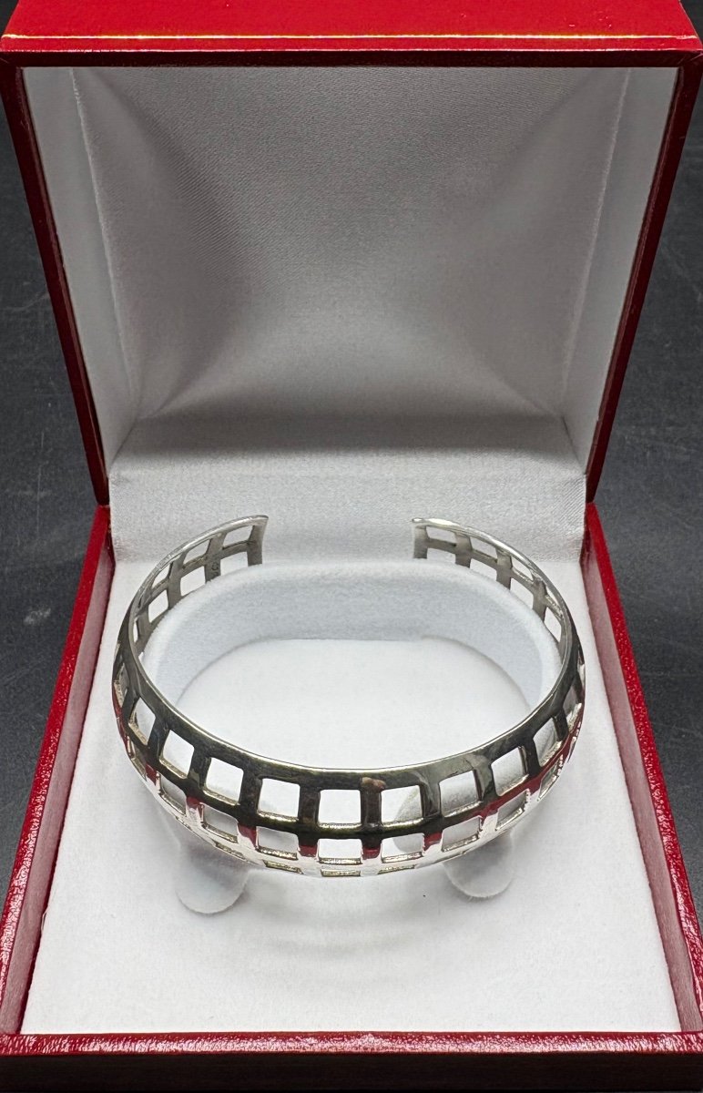 1980s European Solid Silver 3/4 Bangle Bracelet