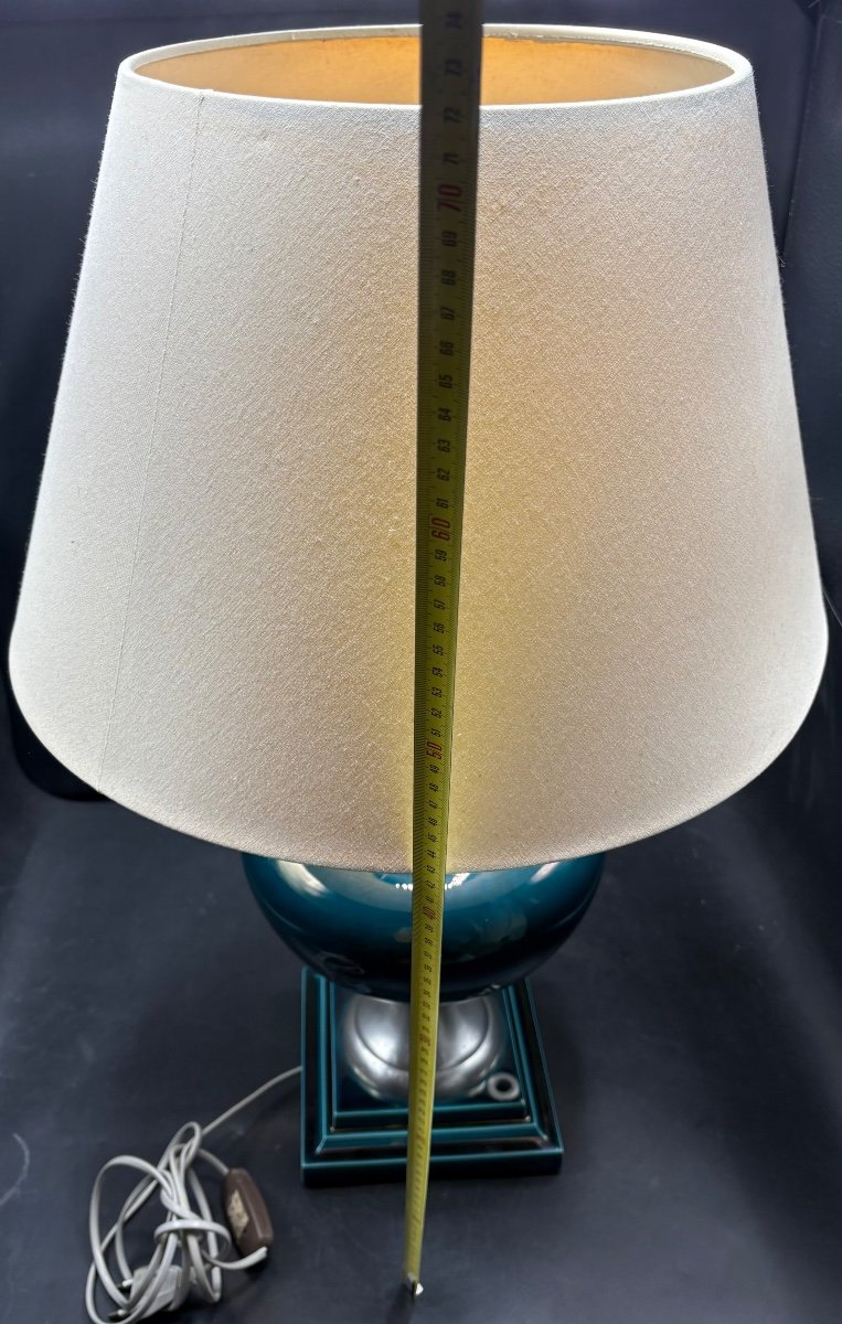 Lampe Céramique Laiton Chromé Et Divers Des Années 1960 Française-photo-4