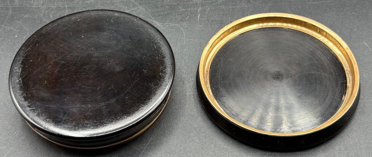 Round Box In Gold Tortoiseshell And French Miniature 1789-1809 Paris -photo-3