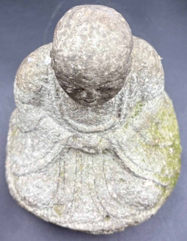 Bouddha En Calcaire Sculpté Signé Du Japon XVème - XVIème-photo-1