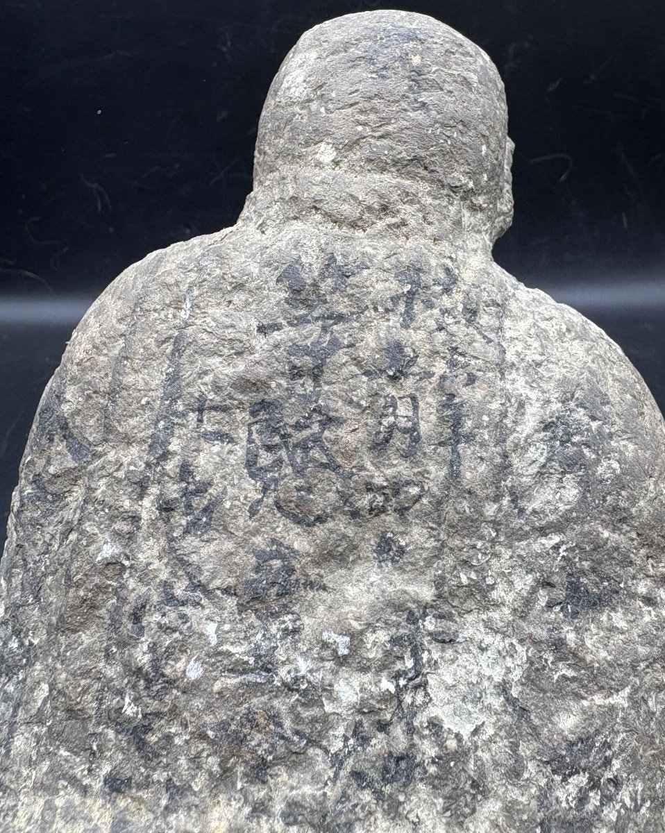 Carved Limestone Buddha Signed From Japan 15th - 16th Century-photo-4