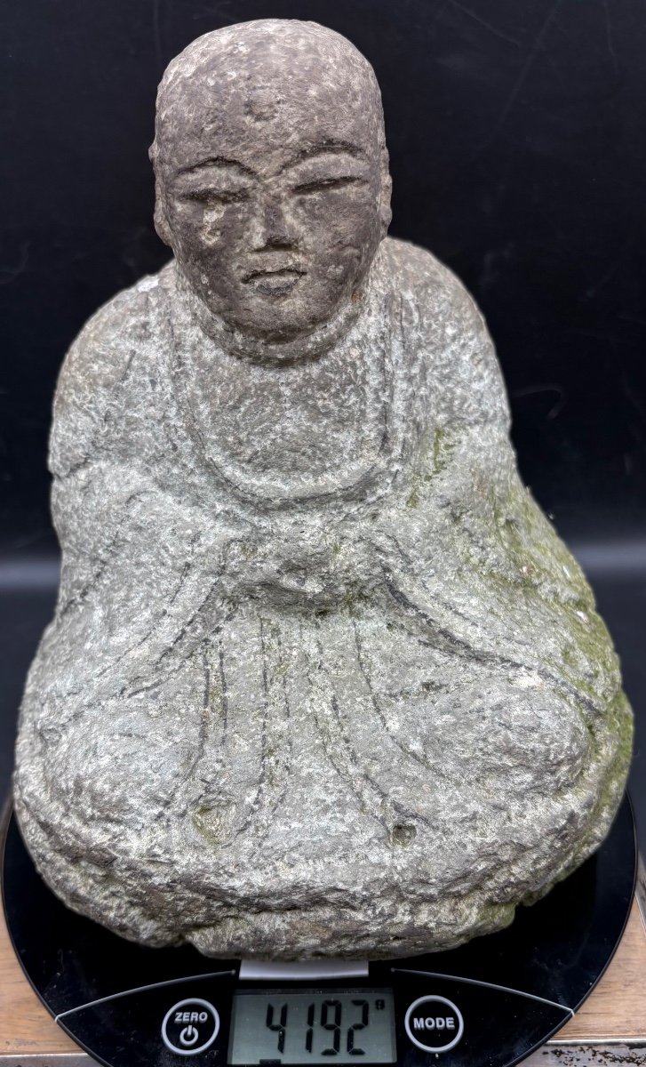 Carved Limestone Buddha Signed From Japan 15th - 16th Century-photo-8