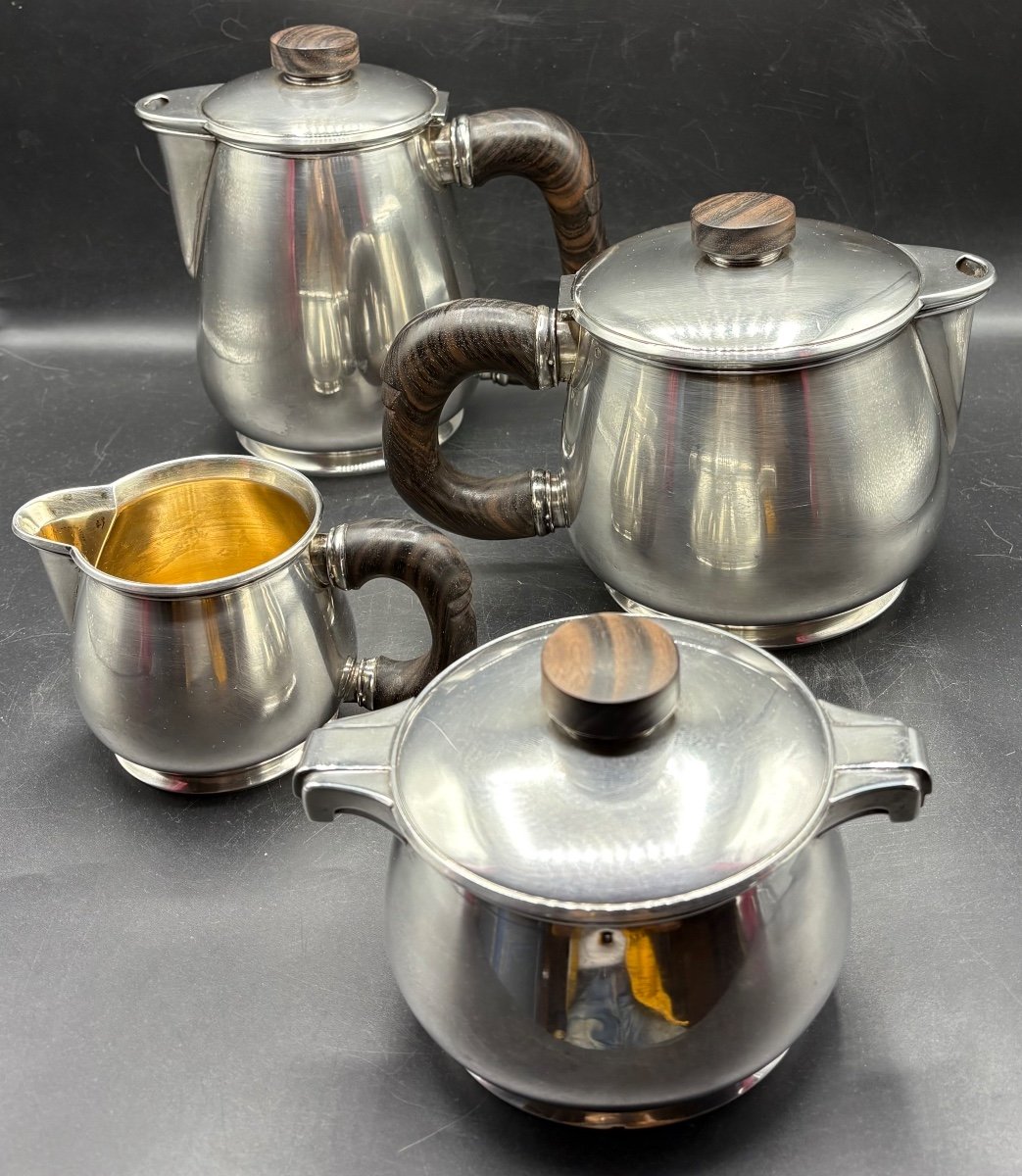 1930s Sterling Silver Coffee And Tea Set By Campenhout-photo-3