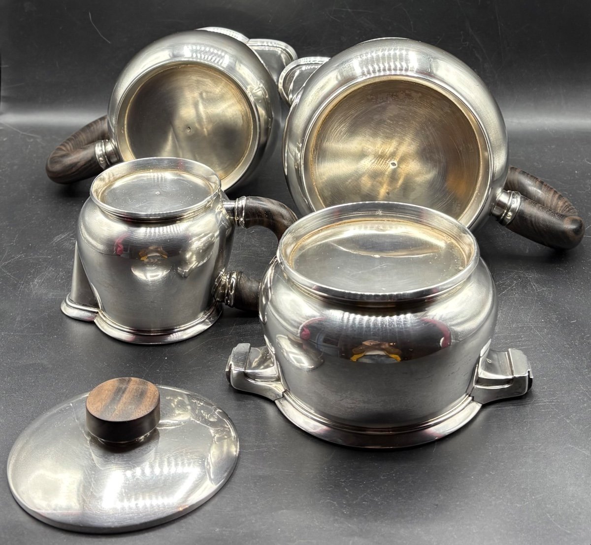 1930s Sterling Silver Coffee And Tea Set By Campenhout-photo-4