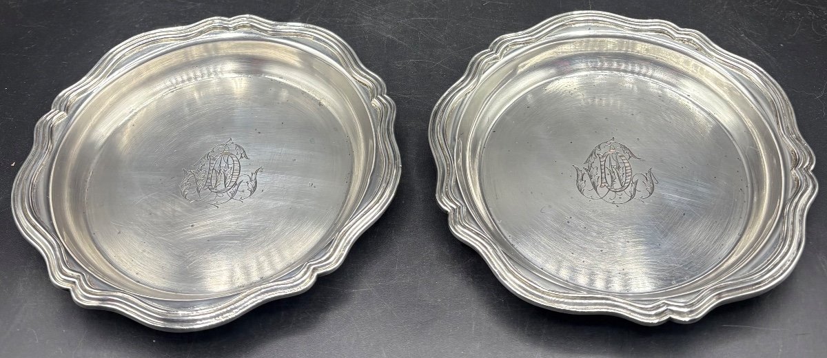 A Pair Of Late 19th Century French Solid Silver Decanter Coasters