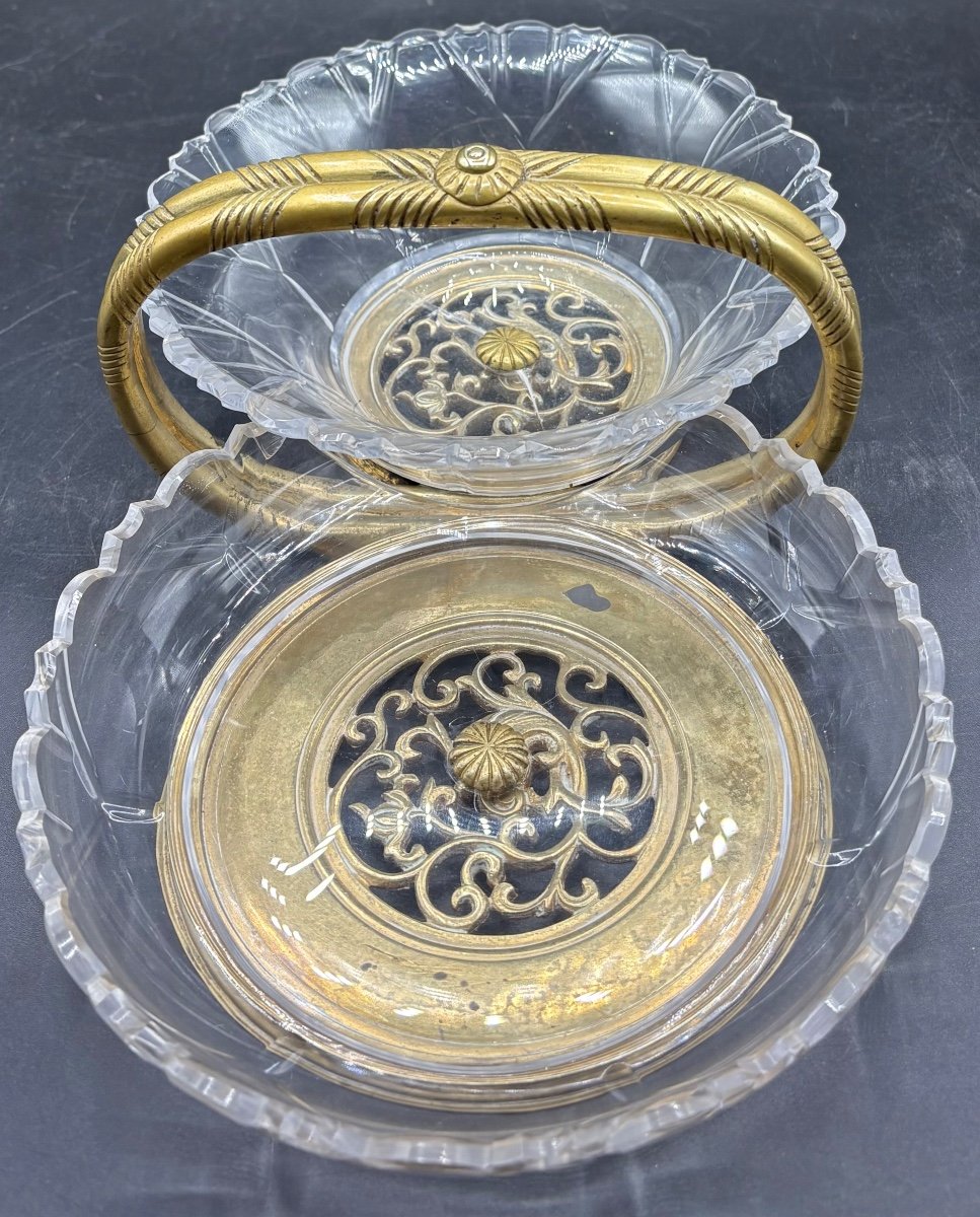 Mendiant Double En Bronze Et Cristal Soufflé Taillé De « L’Escalier De Cristal « vers 1900-photo-4