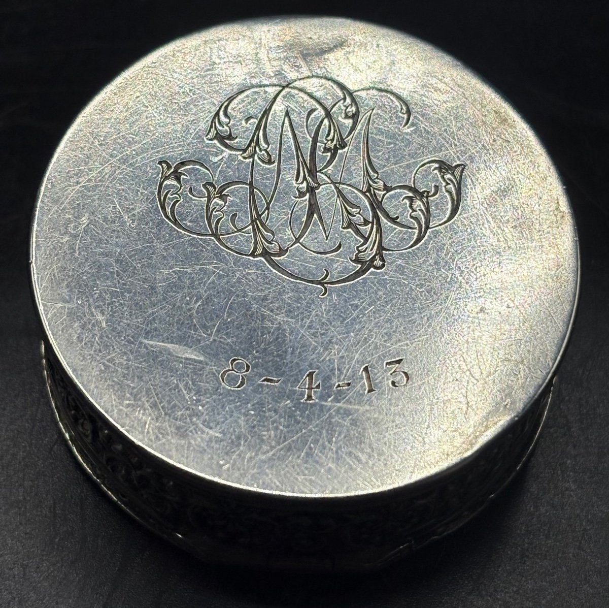 Sterling Silver Pill Box For France Circa 1900-photo-1