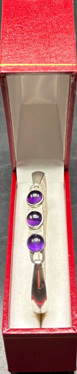 Sterling Silver Bracelet With Three Finnish Amethyst Cabochons From The Year 1962