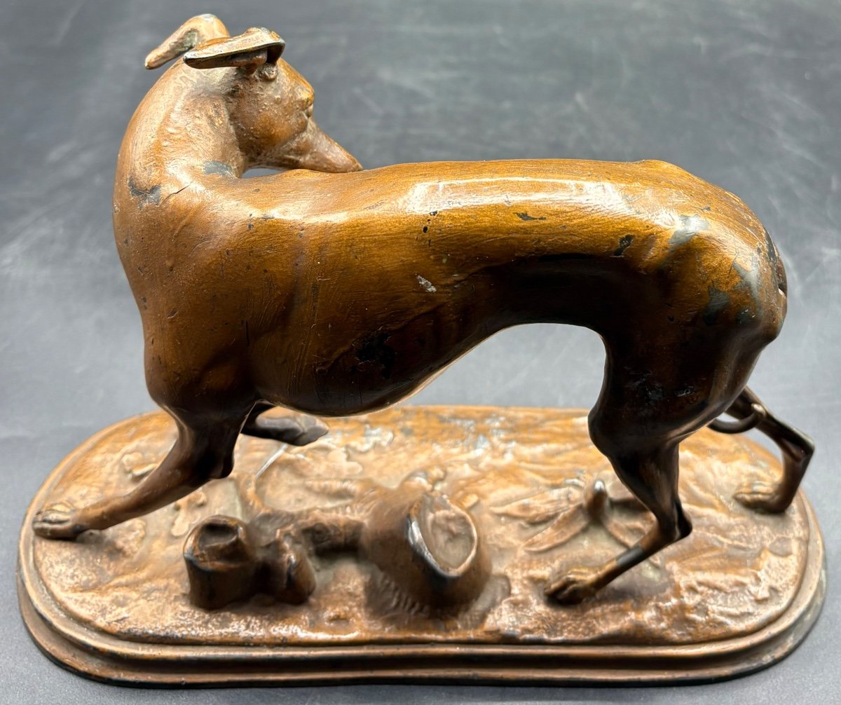 French Patinated Fondu Whippet Subject From The 1920s-photo-3