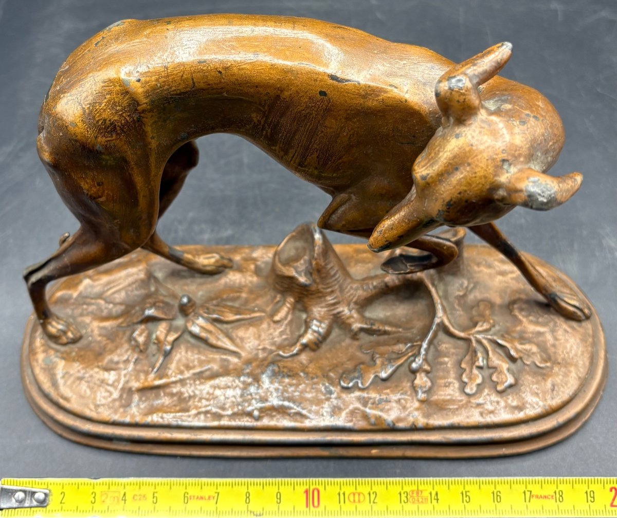 French Patinated Fondu Whippet Subject From The 1920s-photo-6