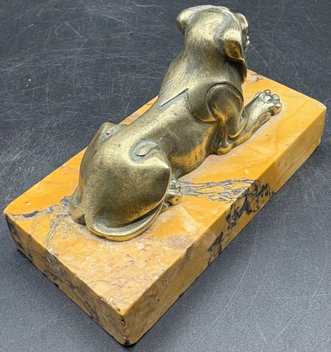 Un Petit Bronze Sphinx Sur Socle De Marbre De La Fin Du XIXème Français…-photo-3