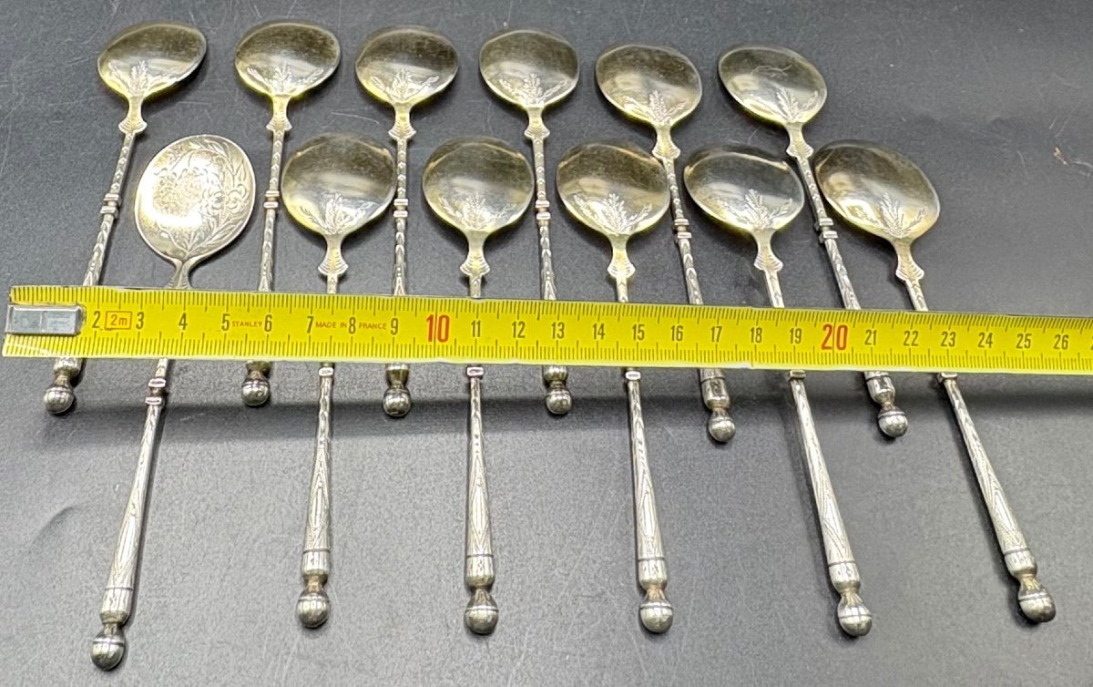 A Set Of Twelve 1900s European Sterling Silver Ice Cream Spoons-photo-3