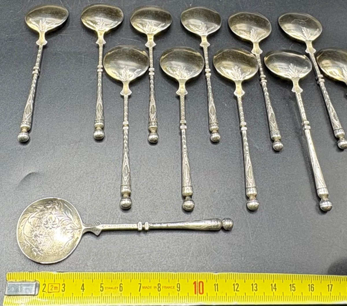 A Set Of Twelve 1900s European Sterling Silver Ice Cream Spoons-photo-4