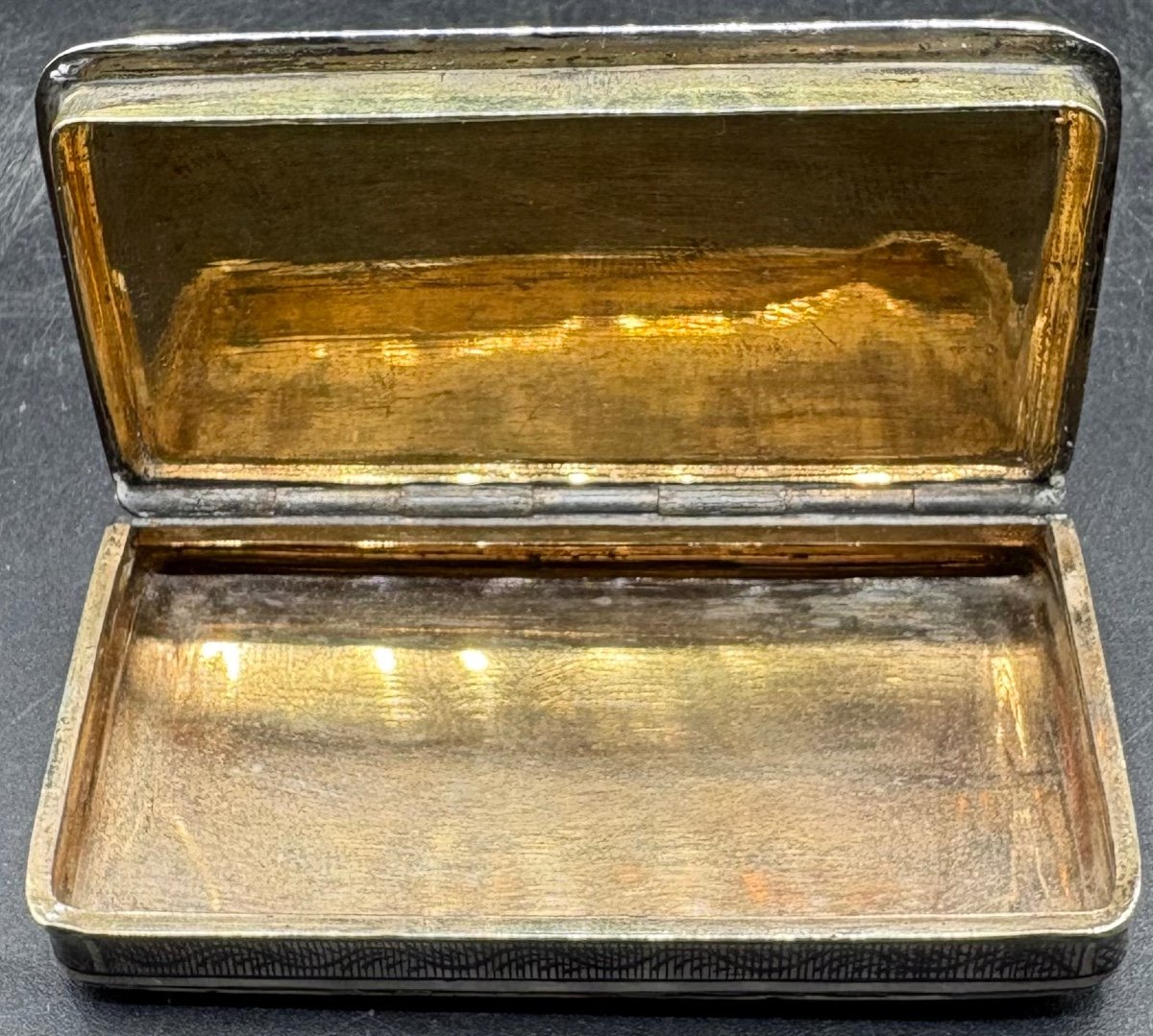 Snuff Box In Solid Silver Nieillé Vermeil From The Early 19th Century Paris-photo-3